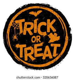 Trick or treat grunge rubber stamp on white background, vector illustration