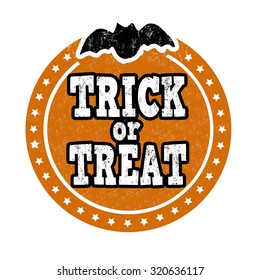 Trick or treat grunge rubber stamp on white background, vector illustration