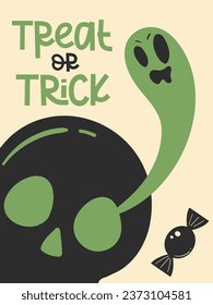 Ilustración de diseño de fondo de Halloween Trick Or Treat. Diseño de afiches de la celebración de feriados.