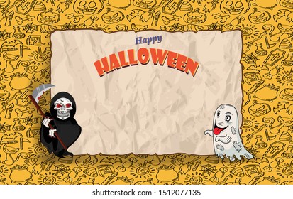 "Trick or Treat" Halloween Background with Halloween Ghost Balloons.Scary air balloons.Website spooky,Background or banner Halloween template