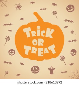 "trick or treat" halloween background. Vector template for design.