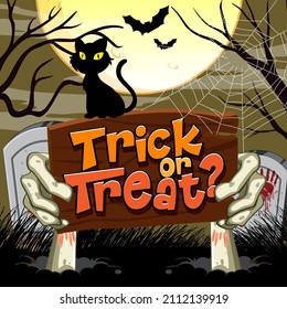 Trick or treat halloween banner   illustration