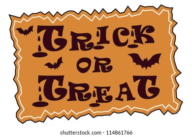 Trick or treat halloween banner with text and bats