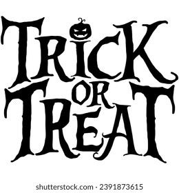 trick or treat halloween black vector graphic design and cut file