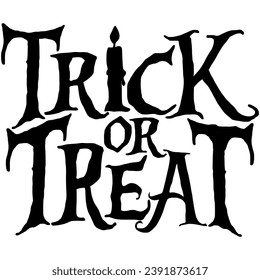 trick or treat halloween black vector graphic design and cut file