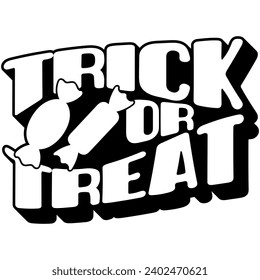 trick or treat halloween black vector graphic design and cut file