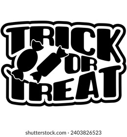 trick or treat halloween black vector graphic design and cut file