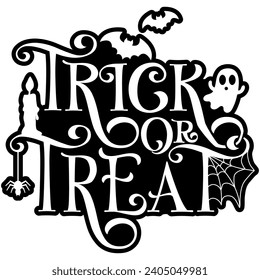 trick or treat halloween black vector graphics and cut file