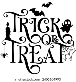 trick or treat halloween black vector graphic design and cut file 