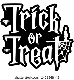 trick or treat halloween black vector graphic design and cut file