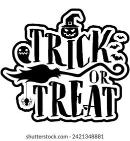 trick or treat halloween black vector graphic design and cut file