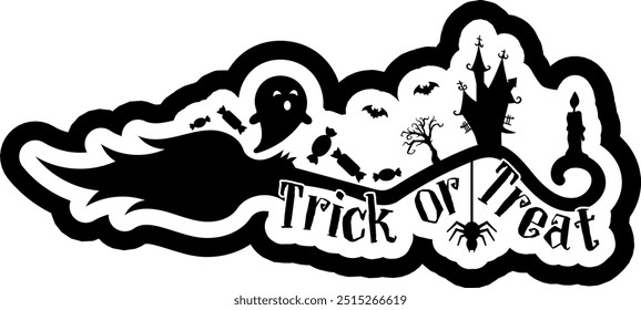 Truco o trato Diseño gráfico de Vector negro de Halloween