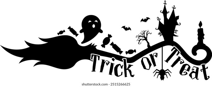 Truco o trato Diseño gráfico de Vector negro de Halloween