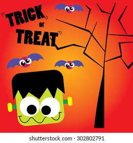 "TRICK or TREAT" Halloween is coming. So funny holiday for family to Knock Knock.