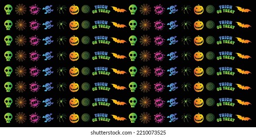 Trick or Treat Halloween decorative vector illustration banner and background