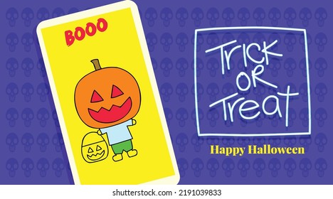Trick or Treat Halloween festive concept vector illustration. 