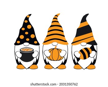 Trick or Treat. Halloween Gnomes. Vector Illustration.