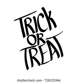 Trick or Treat, Halloween isolated hand lettering, words design template, vector illustration