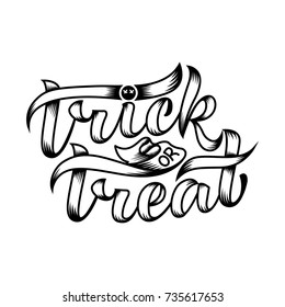 Trick or treat. Halloween. Lettering composition, great for holiday gift card.