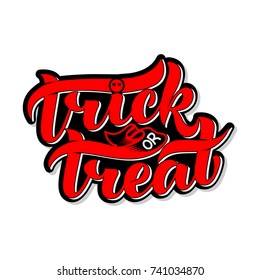 Trick or treat. Halloween. Lettering composition, great for holiday gift card. Vector illustration