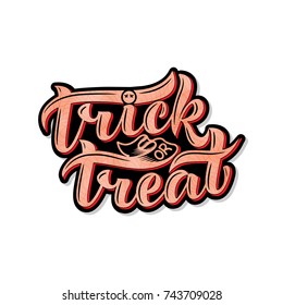 Trick or treat. Halloween. Lettering composition, great for holiday gift card. Vector illustration