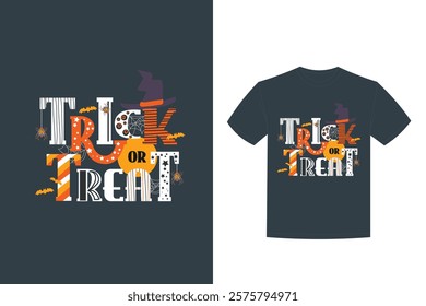 trick treat Halloween lettering t shirt design