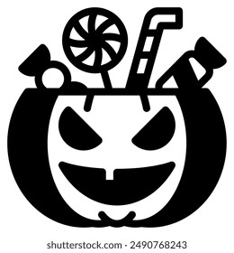 Trick or Treat halloween object icon illustration