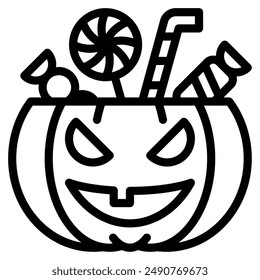 Trick or Treat halloween object icon illustration