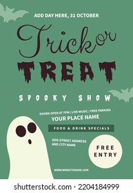 Trick or treat, Halloween party poster flyer or social media post design