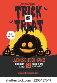 trick or treat halloween party poster flyer or social media post template design