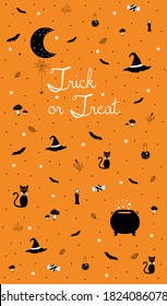 TRICK OR TREAT - HALLOWEEN PARTY, WITCH, MAGIC, CATS, POISON BOTTLE, MUSHROOM