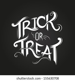 Trick or Treat Halloween poster design with hand drawn elements.