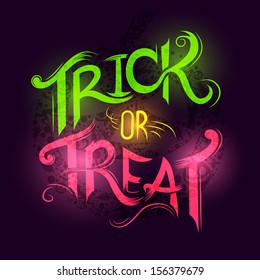 Trick or Treat Halloween poster design with hand drawn elements.