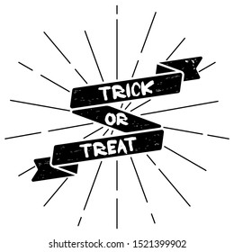 Trick or treat. Halloween ribbon banner. Festival illustration for greeting card, poster, print, design, tattoo