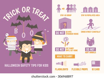 trick or treat halloween safety tips infographic for kids