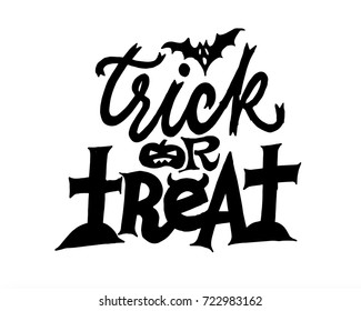 Trick or treat Halloween Scary Fun lettering phrase