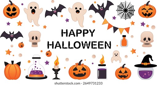 Trick or Treat Halloween set vector outline and shape