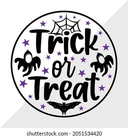 Trick Or Treat Halloween Sign, Holiday Printable Vector Illustration