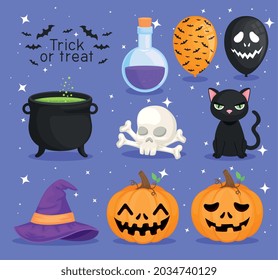 Trick or treat halloween symbol collection