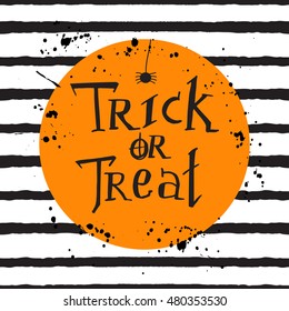 "Trick or treat". Halloween template with stripes and lettering