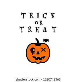 TRICK OR TREAT, Halloween text banner. Simple line icon vector illustration, Isolated on white background