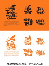 Trick or treat Halloween text set for greeting, invitation, poster, banner, background and celebration