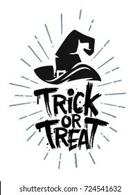 Trick Or Treat Halloween Text With Witch Hat