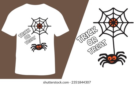 Trick Or Treat Halloween T-shirt Design for Men and Women, Vector Illustration.