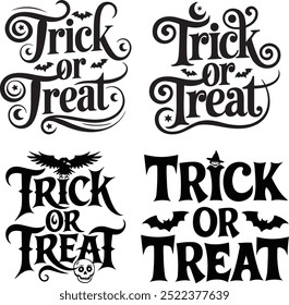 Trick or treat Halloween typography design vector style with white background