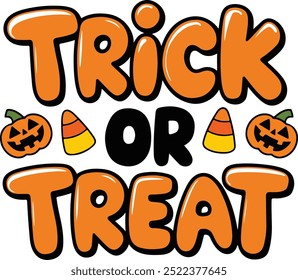 Trick or treat Halloween typography design vector style with white background