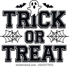 Trick or treat Halloween typography design vector style with white background