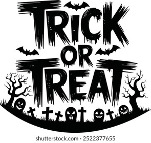 Trick or treat Halloween typography design vector style with white background