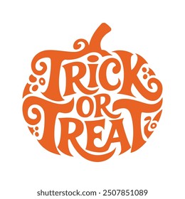 Trick or Treat Halloween Typography in Pumpkin Shape