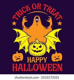 Trick or Treat Halloween Typography vector T-shirt design 